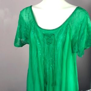 SAKKAS Emerald Boho Hippie Dress One Size Fits All